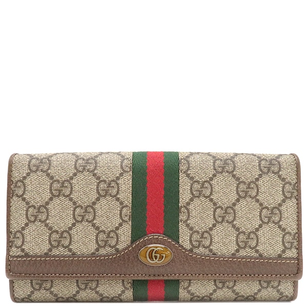 グッチ GUCCI チェーンウォレット GG チェーンショルダー GGスプリームキャンバス レザー ベージュ＆エボニー ゴールド金具 GG ダブルG ウェブ シェリーライン 茶 546592 【保存袋