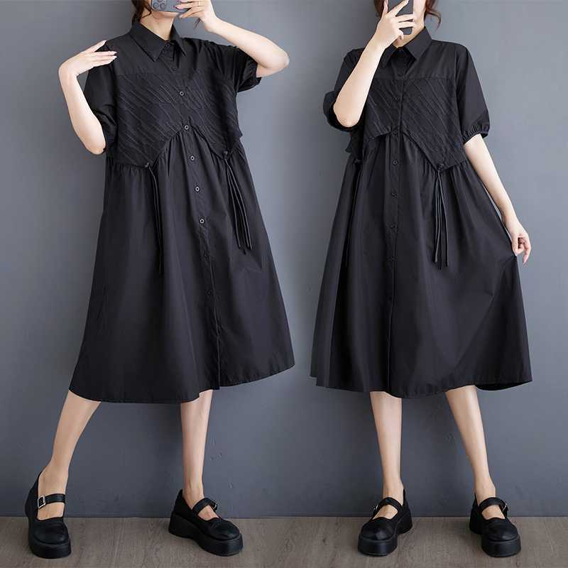 「ファットガール」 2024夏新品 レトロ ワンピース ハイウエスト 体型カバー 大きいサイズ ゆったり レディース30%までに制限