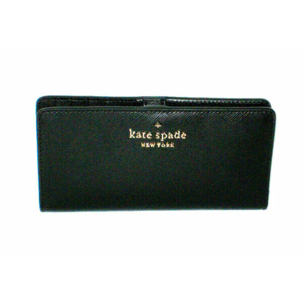 二つ折り財布 Kate SpadeNWT Large Slim Bifold Black Leather Staci Wallet WLR00145 New