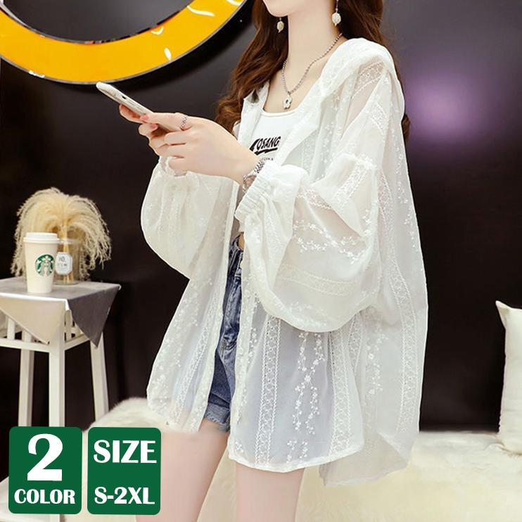 [新品入荷]パーカー シアー シースルー 薄手 羽織 長袖 トップス レディース 大きいサイズ アウター メッシュ ジップアップ 紫外線対策 透け感