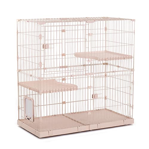 PETEPELA(ぺテぺラ) 猫 ケージ 大型 3段 広い 2段 多頭飼い キャットケージ 多頭用 キャスター ローラー 大きい 可愛い 増やせ