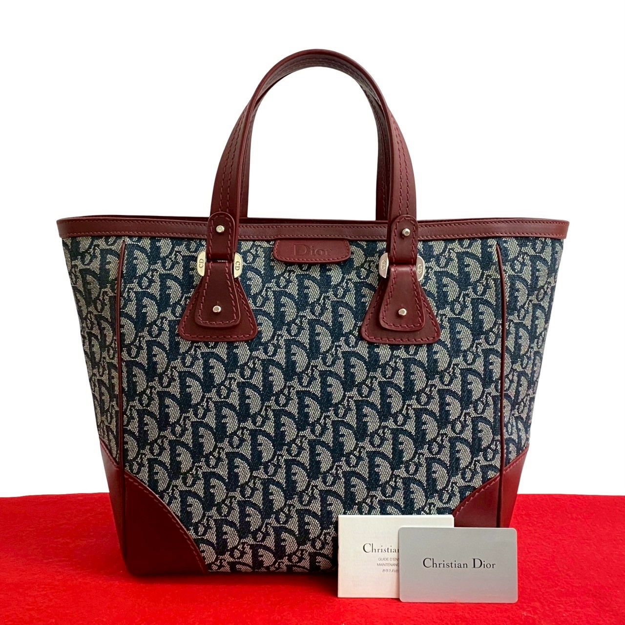 トロッター 柄ハンドバッグ キャンバス レザー ネイビー 77053 155,200円