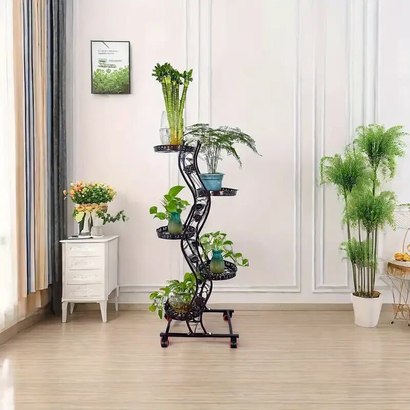 プランター ラック キャスター 付き おしゃれ かわいい インテリア ガーデニング 観葉植物 鉢台 ディスプレイ スタンド ブラック 4-7