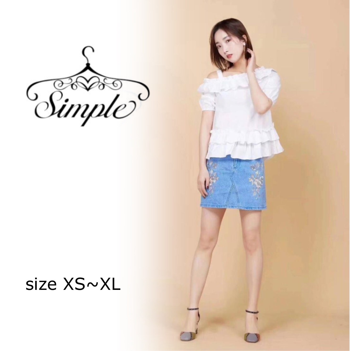 デニムミニスカート 刺繍 花柄 きれいめ レディース スカート ミニ 韓国 ミニスカート おしゃれ 20代 30代 夏 春ショート 女性 カジュアル　596