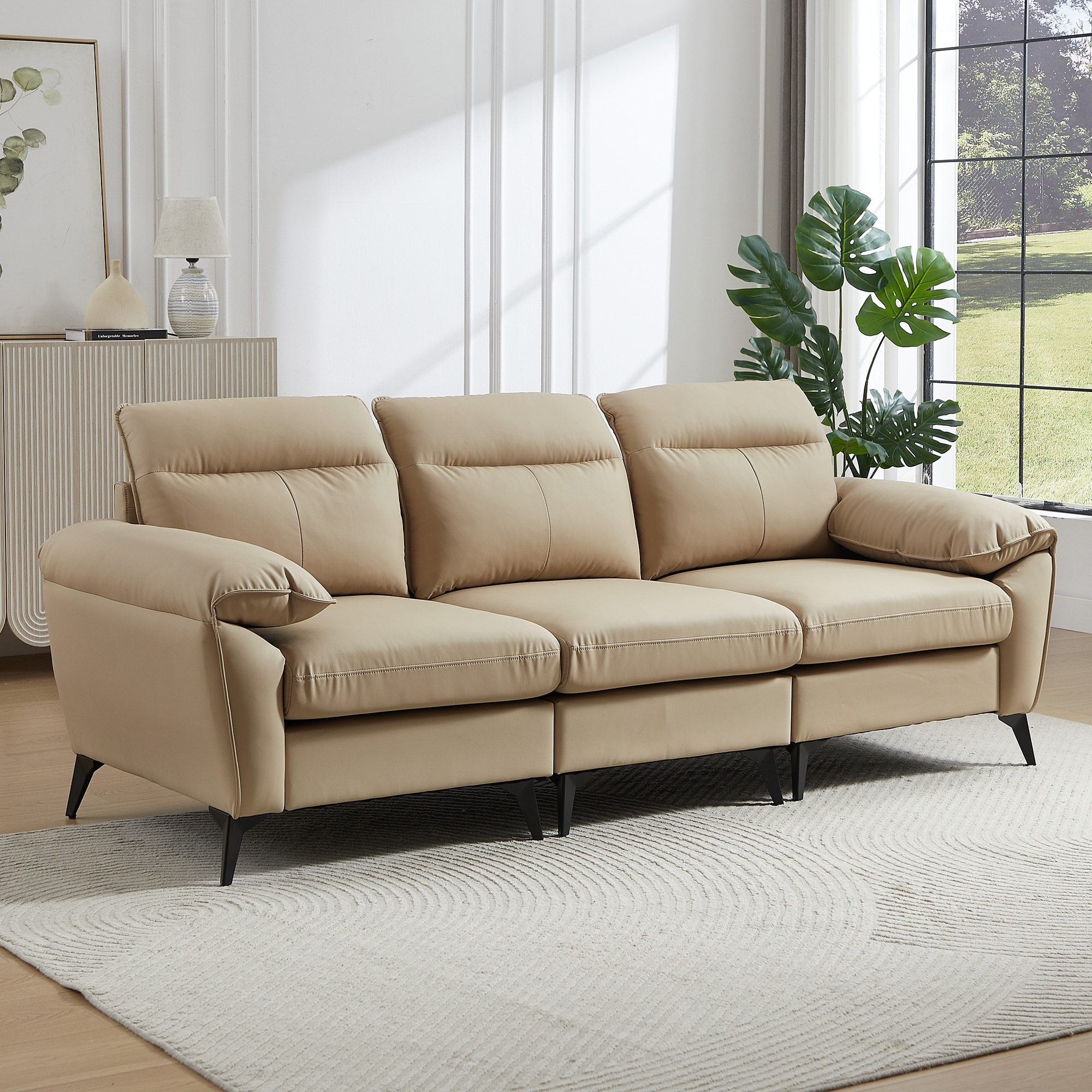 【322】ソファー ソファ 3人掛け 幅205cm 3人掛け 北欧 ソフトレザーソファー 3p モダン モダン リビングソファー ソファーセット ソファセット PU 弾力 応接室 オフィスソファー ハ