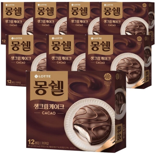 ロッテ モンシェル カカオ 生クリームケーキ 12個入り 384g 8個