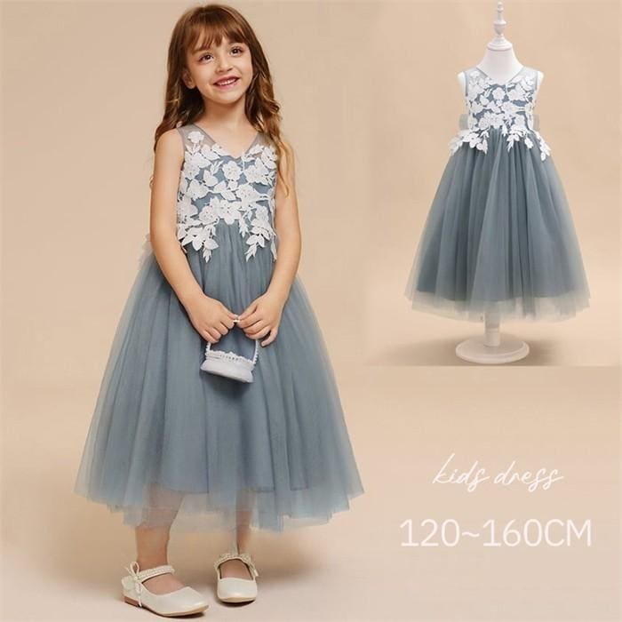 (WJ Fashion)ドレス 発表会 結婚式 女の子 ピアノ発表会 120 130 140 150 160 フォーマル ワンピース コンクール 袖無し ノースリーブ ミモレ丈 子供キッズドレス