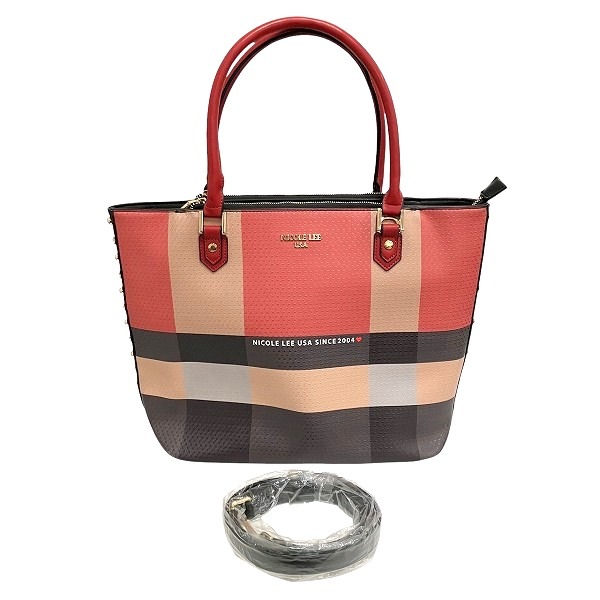ニコールリー マルチカラー レザー 2WAY バッグ トートバッグ ショルダーバッグ 【中古】