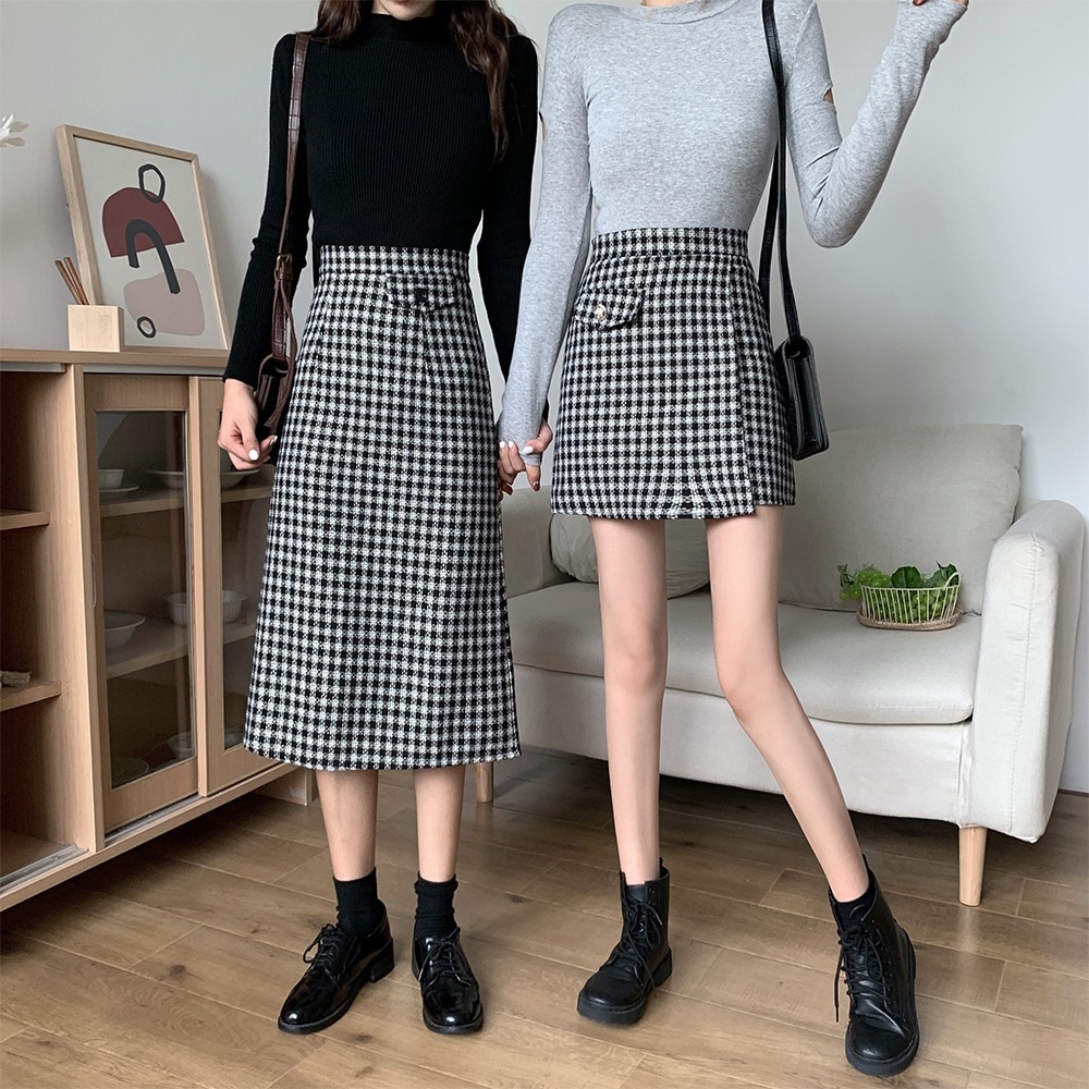 チェック ギンガムチェック スカート ボトムス ミニスカート ロングスカート ミニ丈 ショート丈 ミモレ丈 ロング丈 7分丈 ミディアム丈 ミドル丈 膝丈 半端丈 Aライン 千鳥格子 ハイウエスト