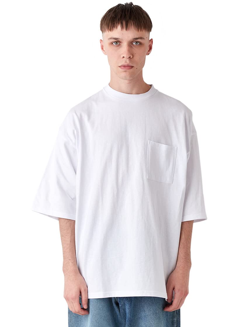 [グッドウェア] 半袖 ポケット Tシャツ スーパービッグ ヘビーウェイト 7.6オンス USAコットン メンズ 無地 厚手 (Large, ホワイト)