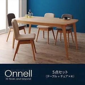 [組立設置付]天然木北欧スタイルダイニング [オンネル] オンネル 5点セット テーブル+チェアx4 ベージュ