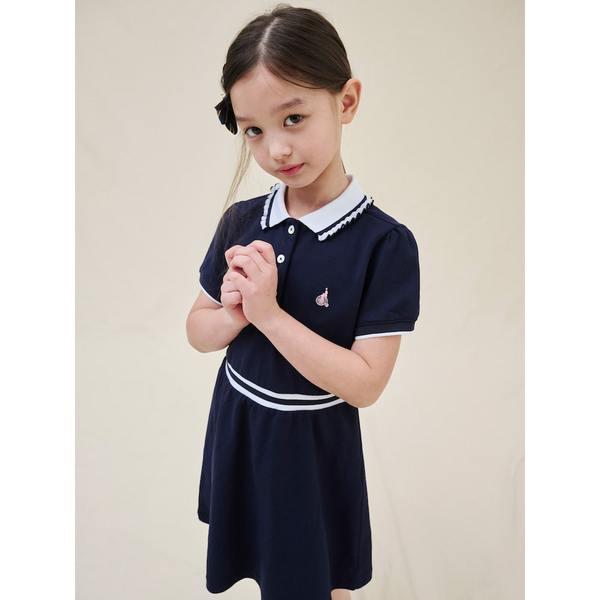 [BEANPOLE KIDS] 半袖ピケワンピース ネイビー (BI5371G05R)