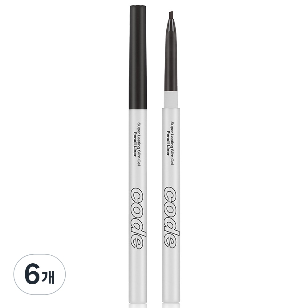 コードグローカラー スーパーラスティング スリムジェル ペンシルライナー 005g 01ブラック 6個