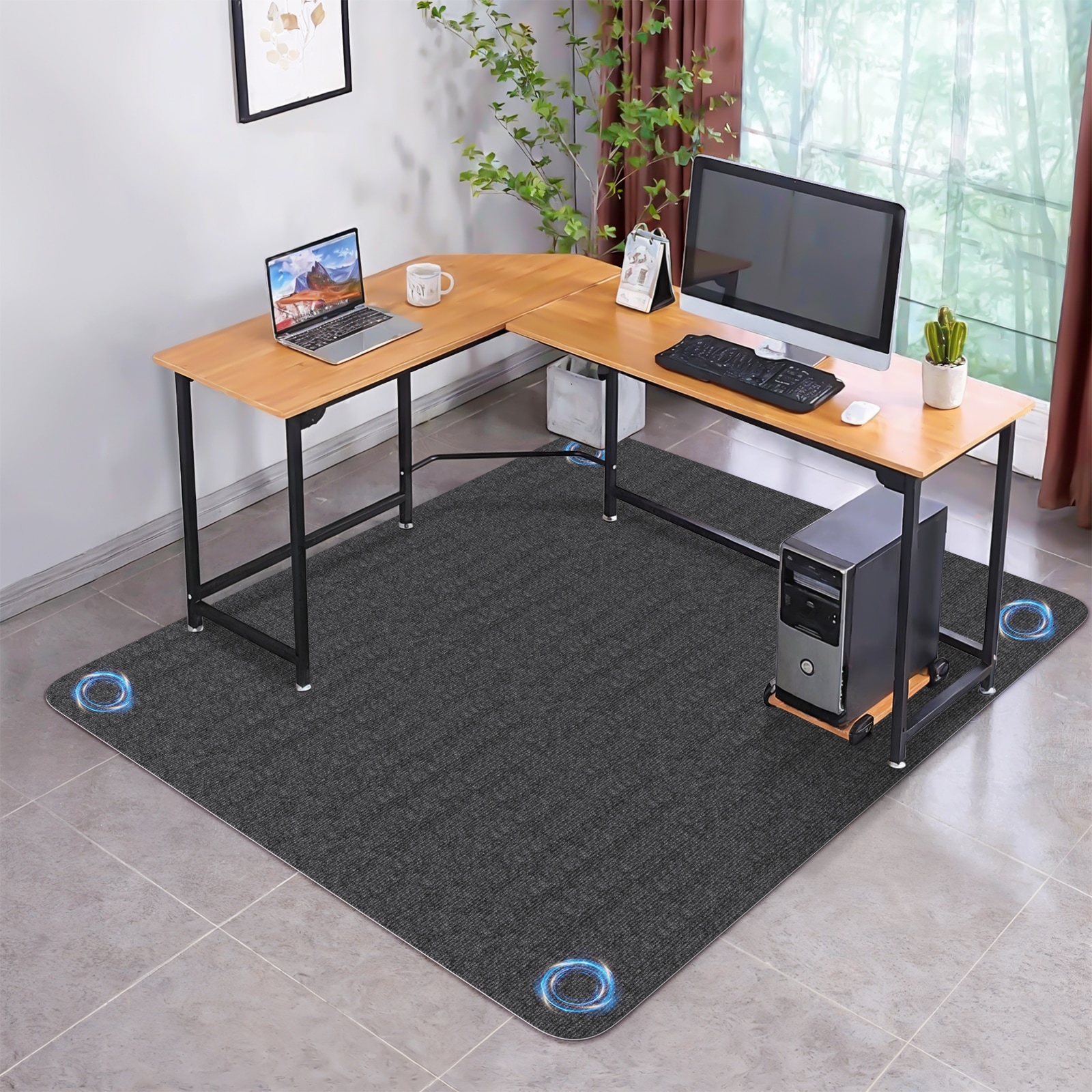 チェアマット 160×140cm ゲーミングチェアマット 特大 厚み4mm 椅子マット カーペットタイプ 滑り止め加工 床保護 傷防止 騒音対策 床暖房対応 ズレない 吸音マット 丸