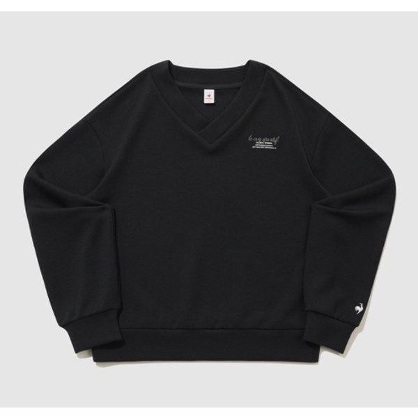 女性ダブルテンションルーズフィットVネックマンツーマンB1 QR122OFS11 BLK CRM BEG