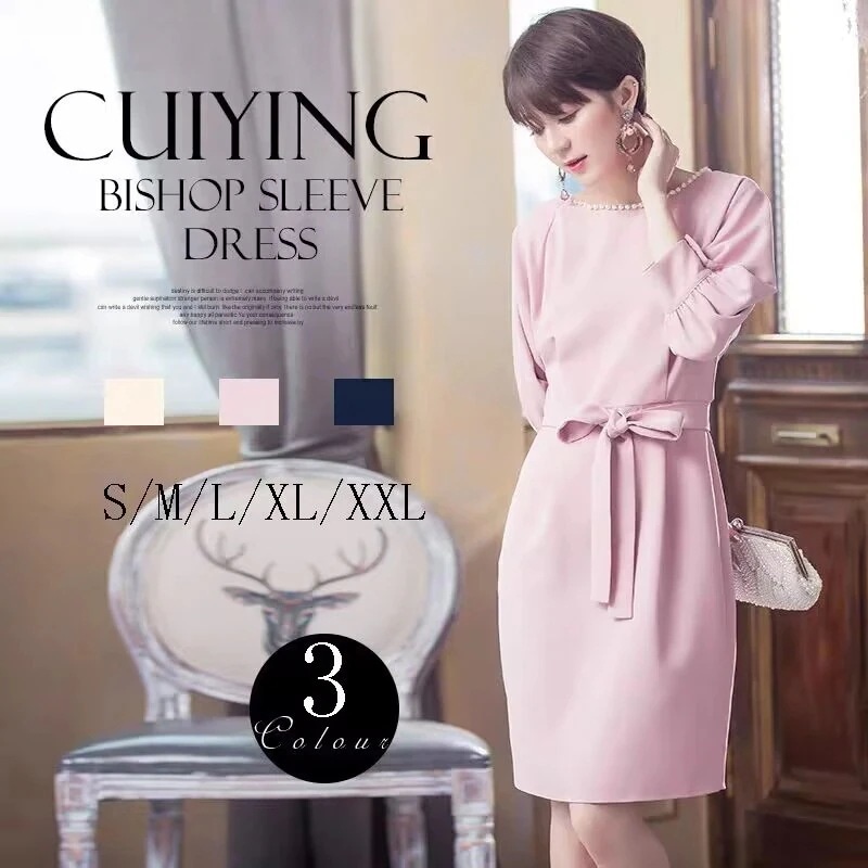 結婚式パーティードレスパーティドレスワンピース上品フォーマル謝会同窓会20袖あり4030