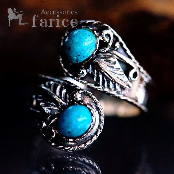 天然石 オーバルカボションカット ターコイズ装飾 リーフ(葉)&蔓&ロープ(縄目)デザイン インディアンジュエリー シルバー925 メンズ リングMタイプ