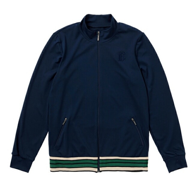 韓国系テニスウェア LOVEFORTY(ラブフォーティ) レディース LINE-POINT JERSEY ラインポイント ジップ ジャージ ジャケット ネイビー