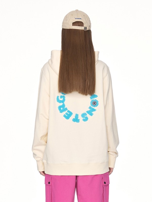 クリームイエロー フード付きスウェットシャツ レディース 秋冬新作 純綿 カップル リトルモンスターの歯刺繍入りパーカー ゆったり