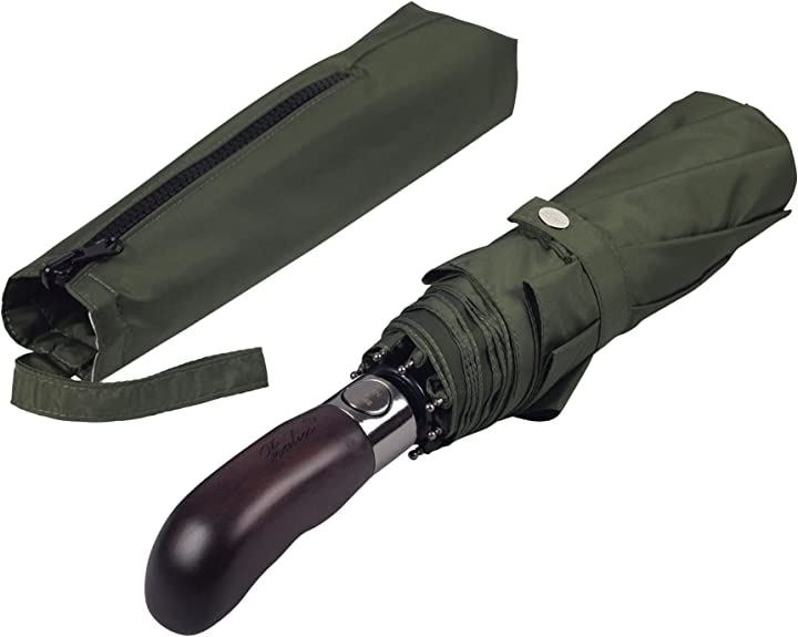 英国 バリオス 折りたたみ傘 メンズ 耐風 65cm 8本骨 395g 自動開閉 晴雨兼用 ジャンプ傘 ワンタッチ 大きい(オリーブグリーン, 65 centimeters)