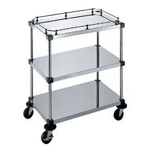 本間冬治工業 弁慶シェルフワゴン 3段 上段ボード棚ガード付/中下段ボード棚 460x760xH827mm 4-3-GB-2B-7 42,817円