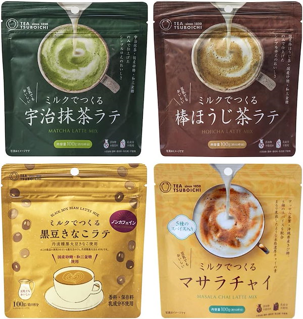 Qoo10] つぼ市製茶本舗 ミルクでつくるラテ 4種セット (宇治抹