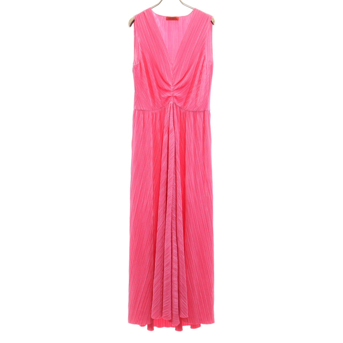 MAX&CO マックスアンドコー ノースリーブ プリーツ ロングワンピース L ピンク レディース 古着