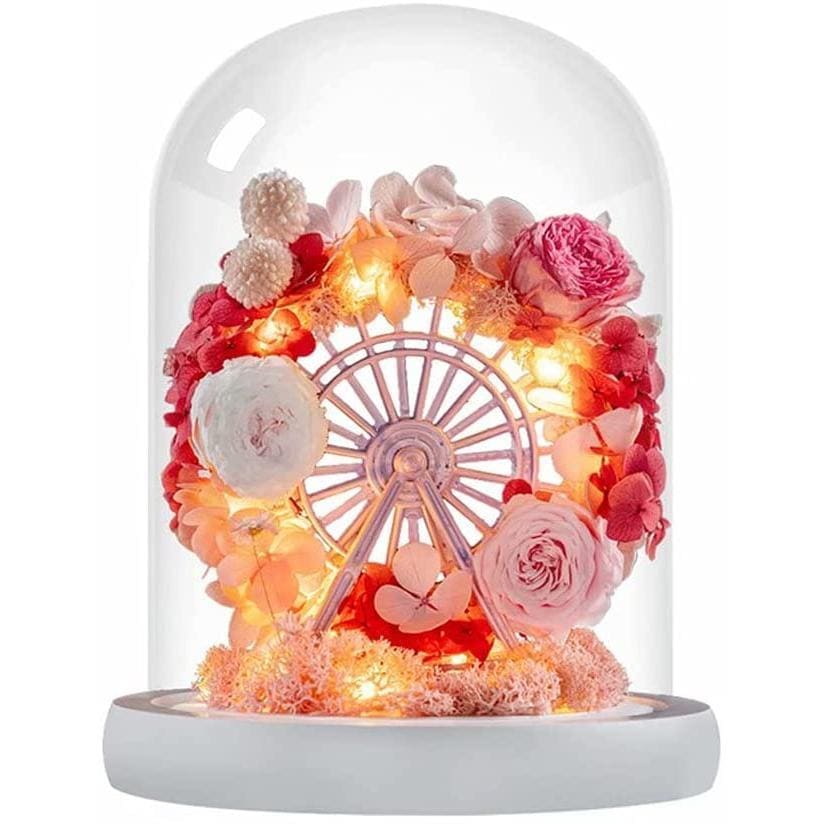 ドライフラワー プリザーブドフラワー バラ 花の大観覧車 人気 薔薇 花 ガラスドーム プセント フラワーギフト 枯れない花 ケース入り