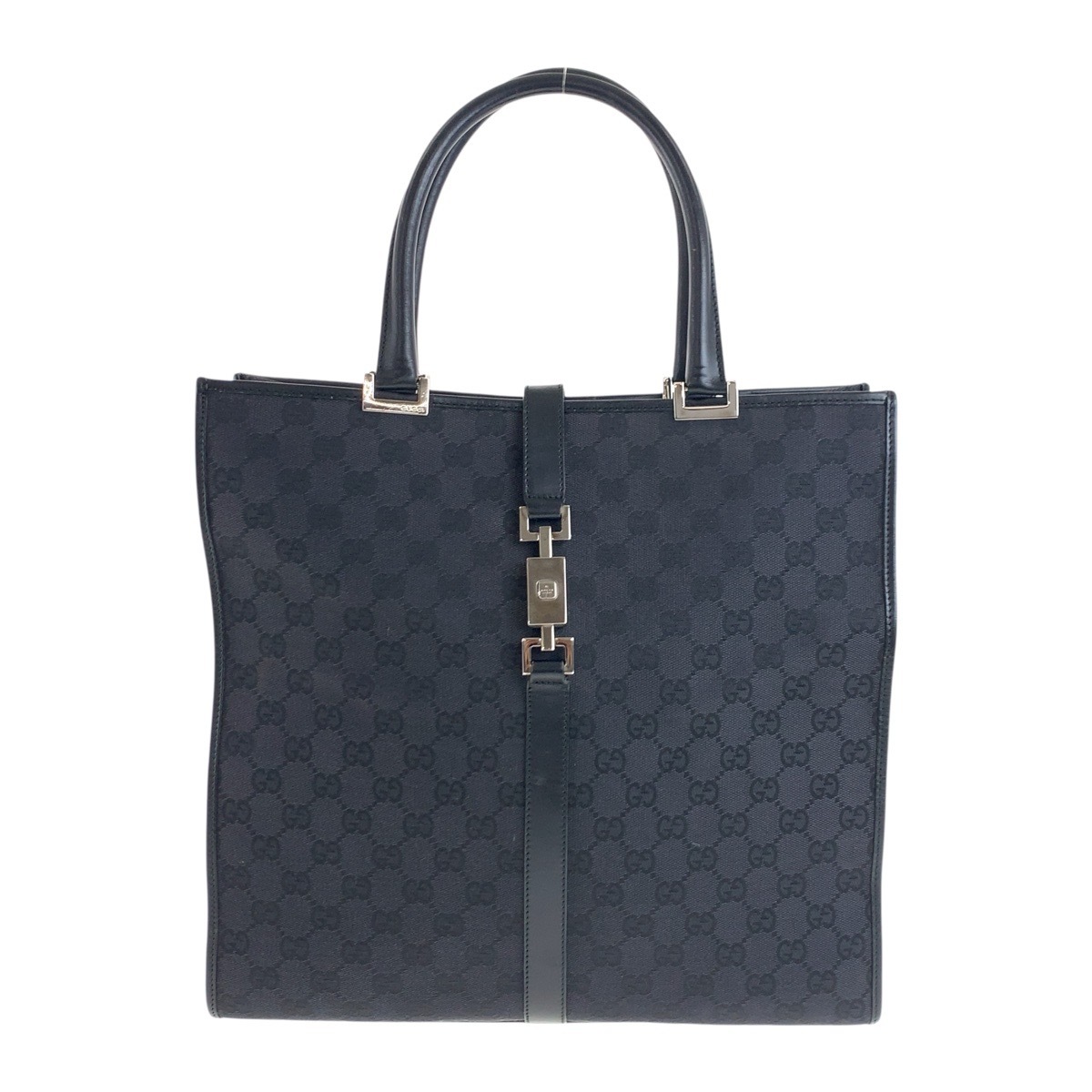 美品 ブラック 黒 シルバー金具 GGキャンバス 002 1064 トートバッグ ショルダーバッグ レディース 504937