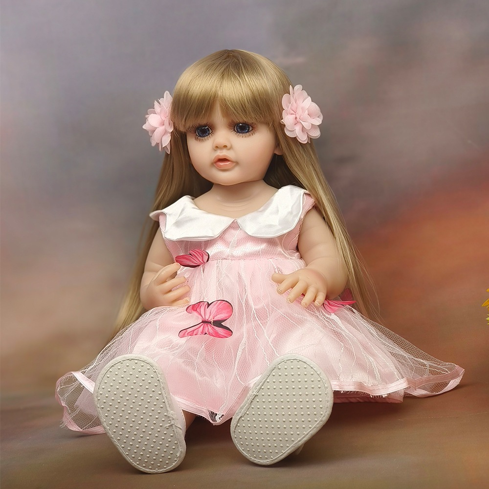 45cmのリボーンドールフルプラスチック製シミュレーションベビードール髪型変更可能