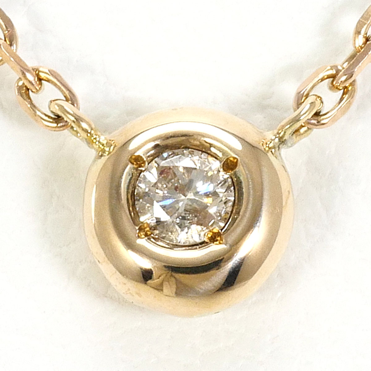 アガット K10 10金 PG ピンクゴールド ネックレス ダイヤモンド 0.05ct 総重量約1.9g 約40cm ジュエリー 中古