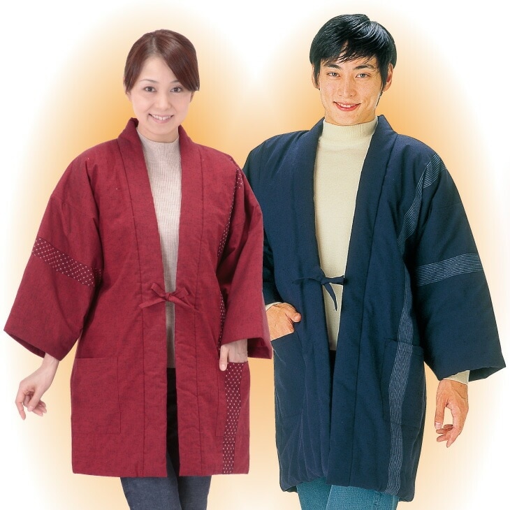 久留米織 ロング半天 あったか 中綿入り 久留米 半纏 袢天 ロング丈 防寒着 部屋着 暖かい