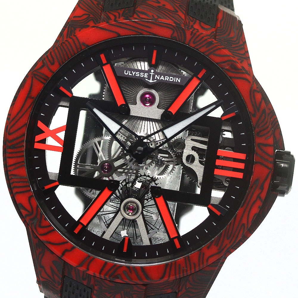 ユリスナルダン Ulysse Nardin 3713-260/MAGMA NEW EXECUTIVE SKELETON X MAGMA 手巻き メンズ 良品 箱保証書付き_773295【中古】