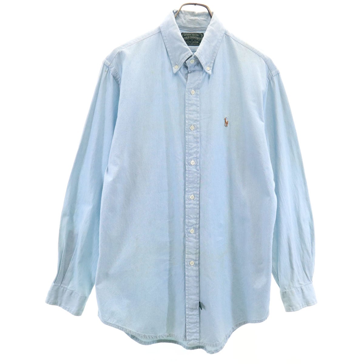 POLO COUNTRY ポロカントリー 80s 90s オールド 長袖 コットンシャツ M ライトブルー ラルフローレン メンズ 古着