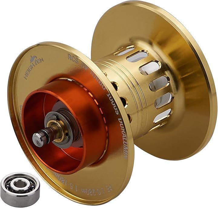 リール スプール 深溝 PEライン専用 BOOST 2段階可動 ダイワ DAIWA ベイトリール 替えスプール(セラミックス混合ベアリング内蔵 - ゴールド, 1000)