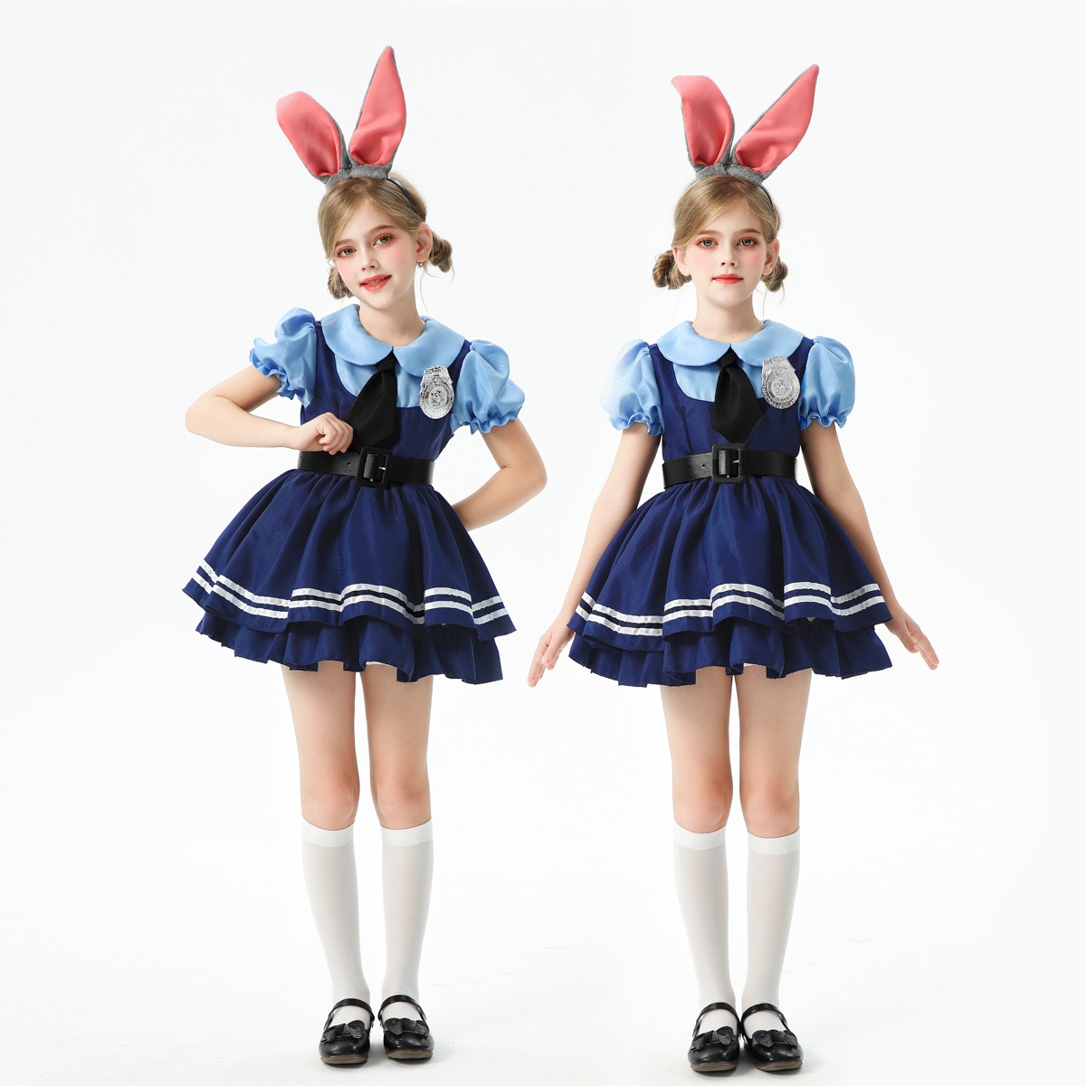 2025 ハロウィン 子供用 コスチューム 女の子 親子 衣装 クレイジー ズートピア ジュディ ラビット 警察官 コス ドレス 5,132円