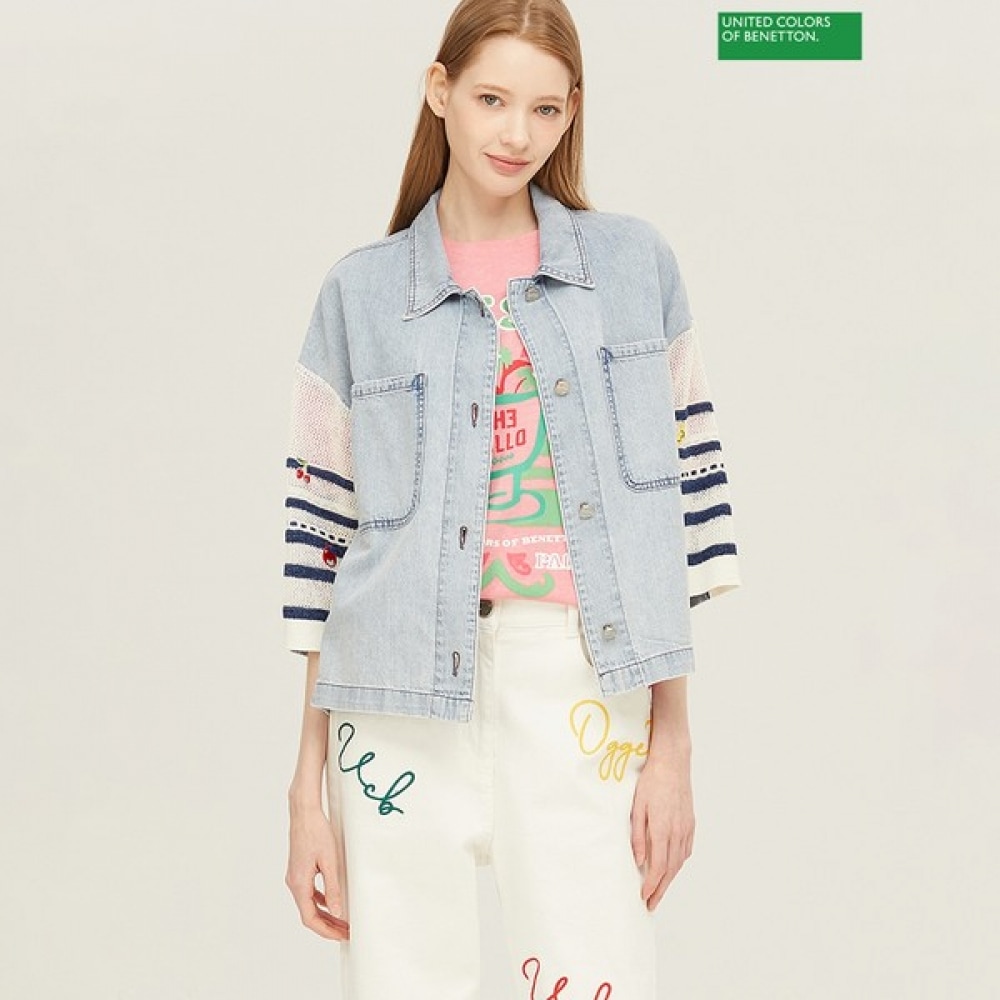 [ベネトン] ベネトンニットスリーブデニムブラウス BABLA2531 18,516円