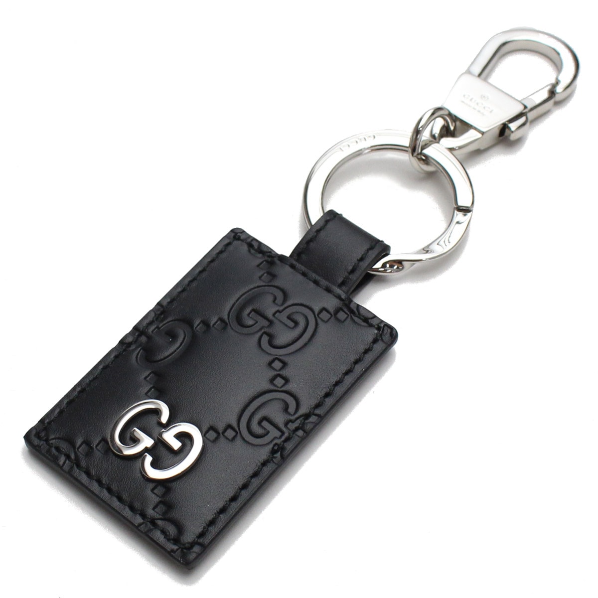 GUCCI　478136-CWC1N-1000 グッチ　キーリング レザー　ブラック/シルバー /取寄品