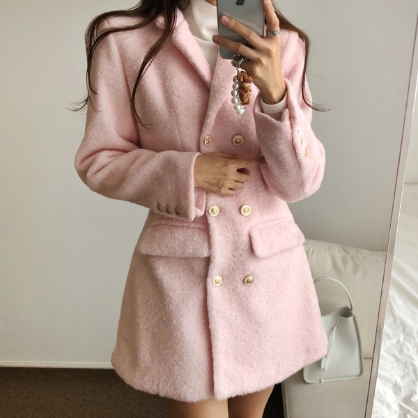 韓国ファッション スリム ボタン ダートライン Aライン ウール ジャケット コート