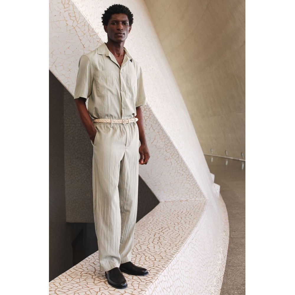 H&M リオセルブレンドパンツ ベージュ リラックスフィット