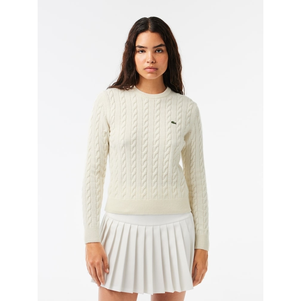 LACOSTE 女性用ウールブレンドケーブルクルーネックセーター AF0633-54N NYV Q2NAF0633-54NNYVニット