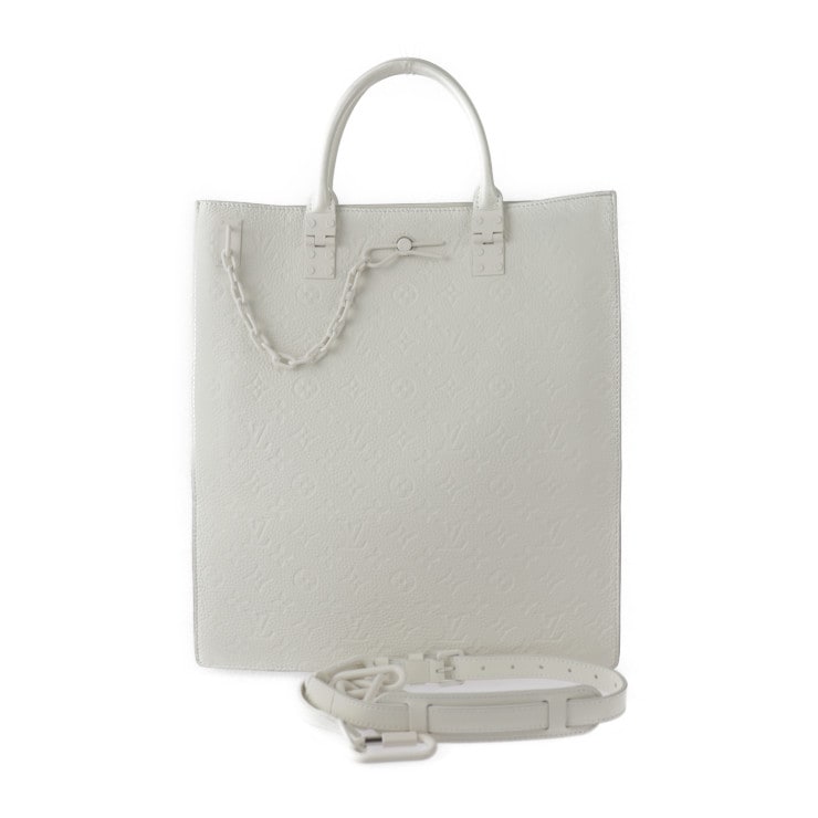 美品 LOUIS VUITTON ルイ ヴィトン トートバッグ M53265 サック・プラ ヴァージルアブロー モノグラム トリヨンレザー ホワイト 2WAY ショルダーバッグ ビトン 本物保証 中古