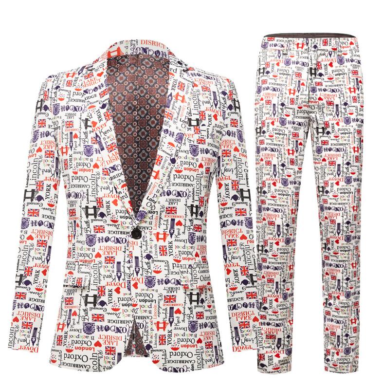 ステージ衣装 メンズ カラースーツ 花柄 総柄 スーツ 上下2点セット 派手系 落書き ステージ衣裳 舞台 ダンス衣装 結婚式 忘年会 新年会 カラオケ 余興 ダンス 衣装 発表会 司会者 芸能人 演