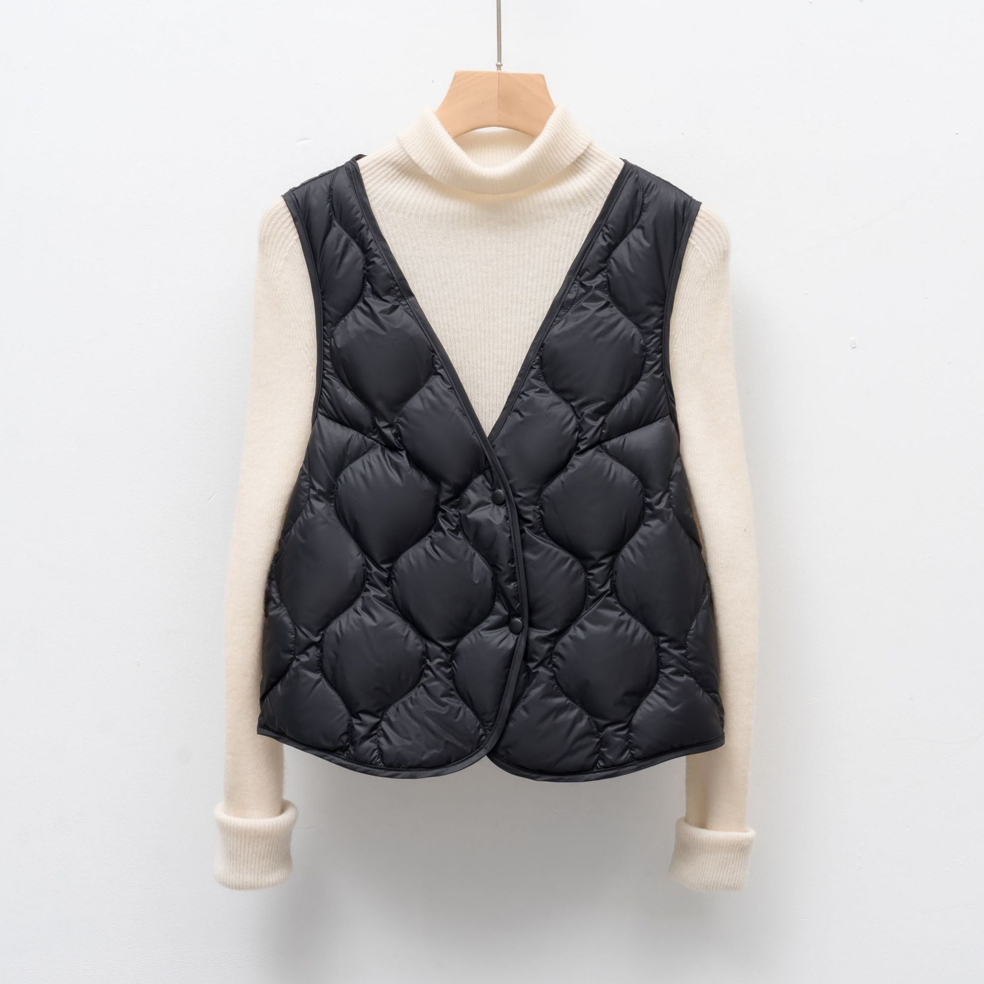 【3日出荷】ハルモニチョッキ レディース グースダウン ベスト ひょうたんキルティング 秋冬インナー