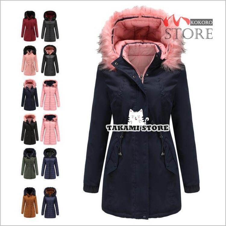 レディース コート ミリタリーコート 防寒 秋 あったか ロングコート 中綿コート アウター ファー付き 厚手