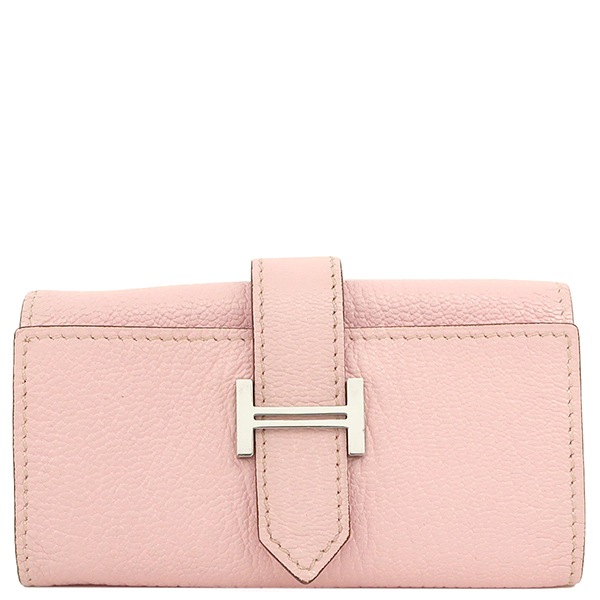 エルメス HERMES キーケース ベアン 4連キーケース シェーブル ローズサクラ シルバー金具 T刻印【中古】