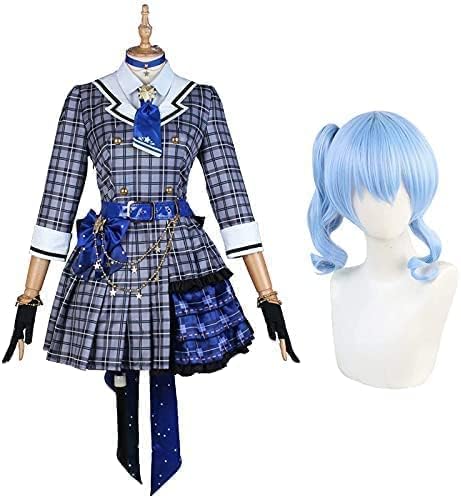 即納 星街すいせい コスプレ 衣装 ウィッグ VTuber チェック柄 ワンピース イベント パーティー 変装 仮装 セットアップ ウィッグ