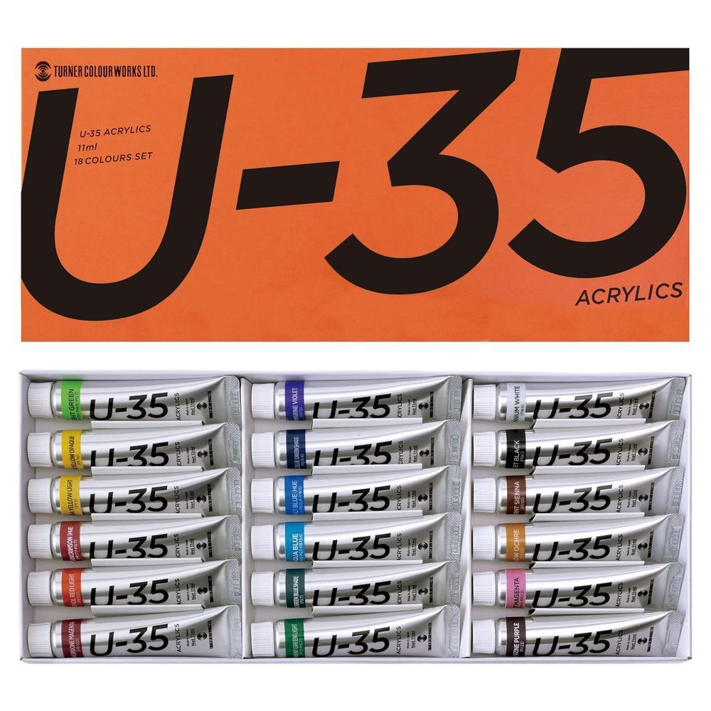 （まとめ買い）ターナー色彩 アクリル絵具 U-35 アクリリックス 11ml 18色セット UA18C [x3]