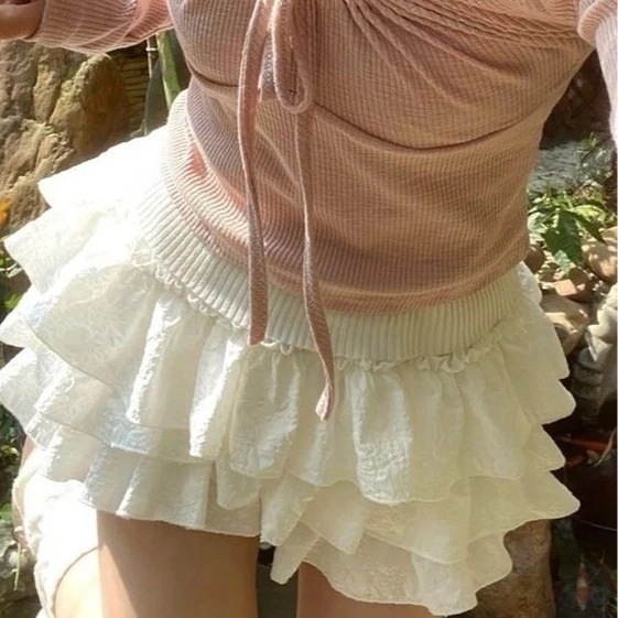 【1つ買うと10つ無料】バレエスタイルフリルガーリー汎用ケーキスカートスプレッチさわやかなファッショナブルなスタイルスカート