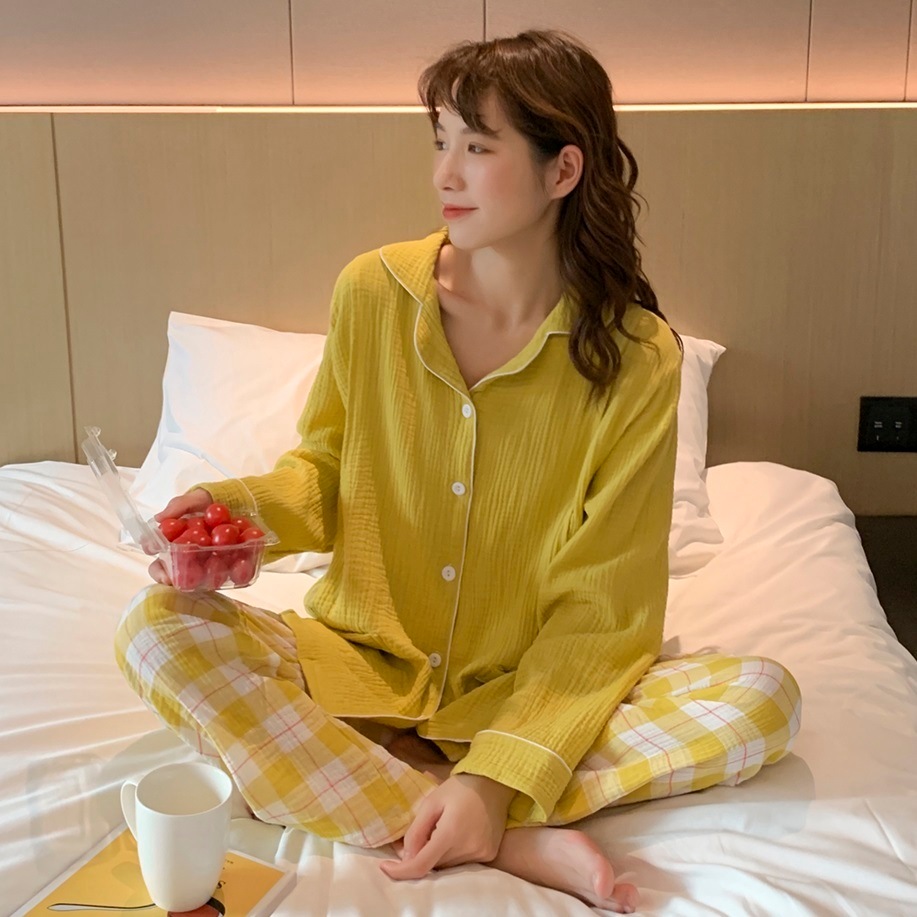 【日本未発売/送料無料】マタニティ パジャマ Vネック チェック授乳口付き 前開き 長袖